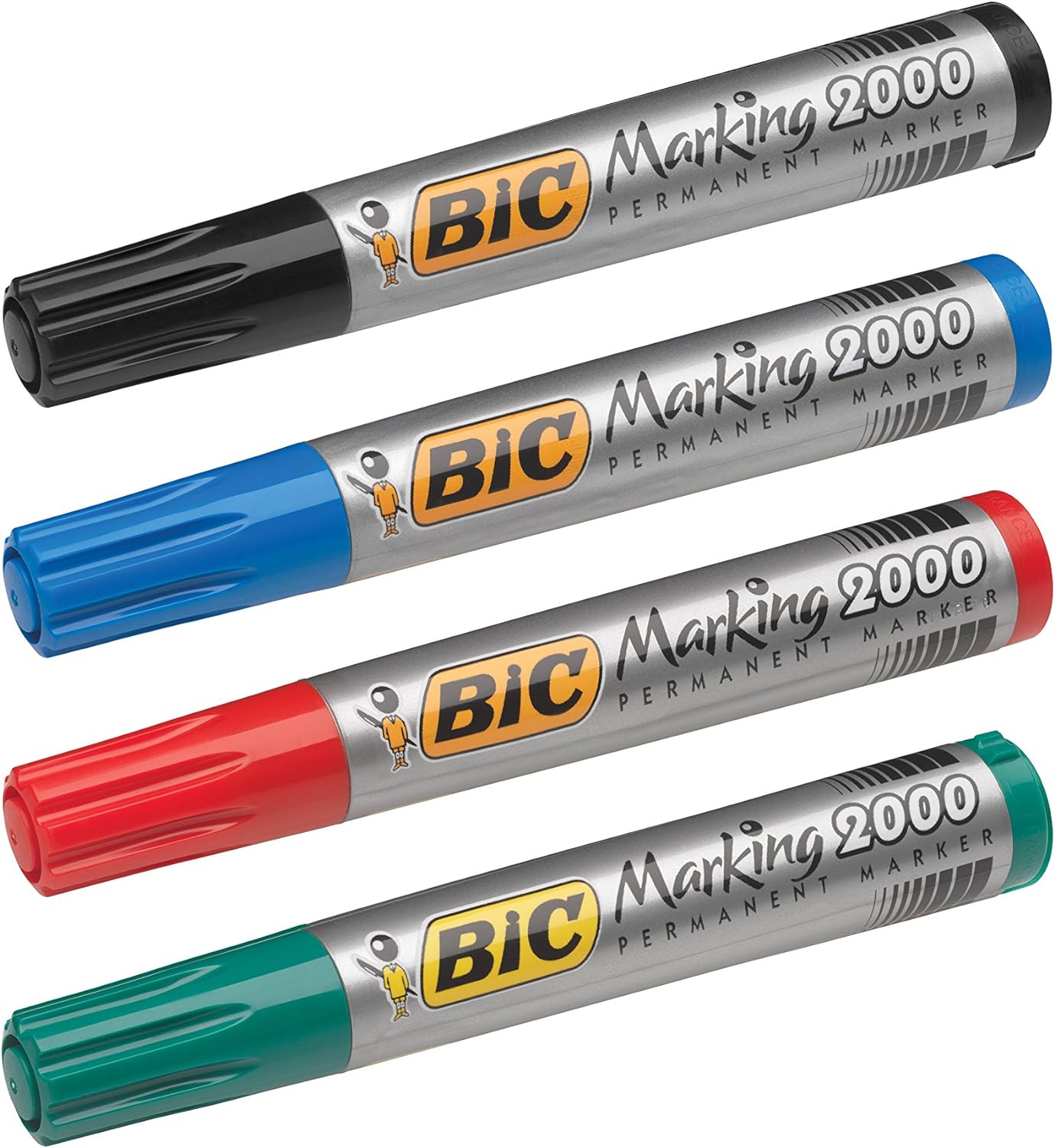BIC Marking 2000 ECOlutions Permanent Bullet Tip Markers - Assorted Colours, Wallet of 4, Black