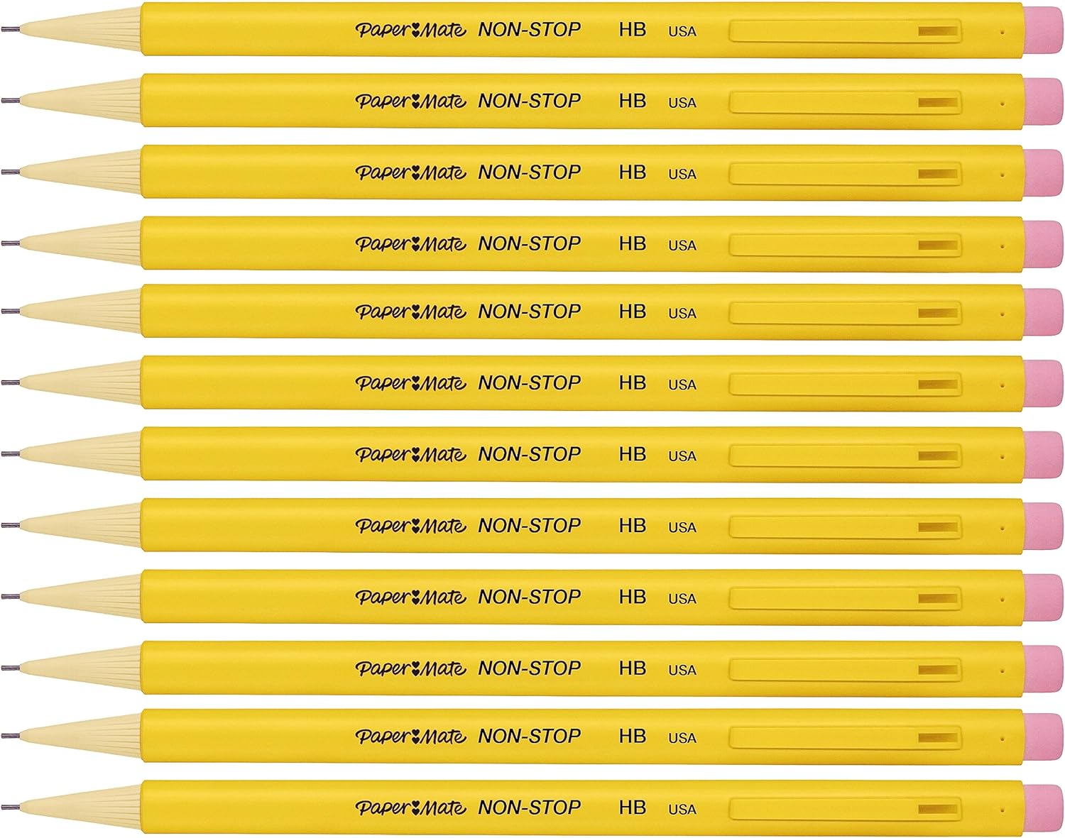 Paper Mate Non-Stop Mechanical Pencil | 0.7mm | HB #2 | Yellow Barrel | 12 Count