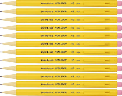 Paper Mate Non-Stop Mechanical Pencil | 0.7mm | HB #2 | Yellow Barrel | 12 Count
