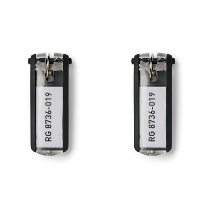 Durable Key Clips - Pack of 12 innovative key clips for clear and easy organisation of keys - Perfect for use Key Safes, Black, 24 x 68 mm