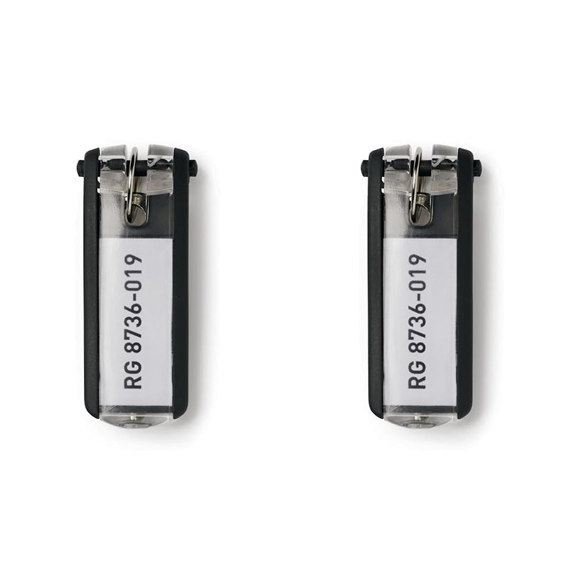 Durable Key Clips - Pack of 12 innovative key clips for clear and easy organisation of keys - Perfect for use Key Safes, Black, 24 x 68 mm