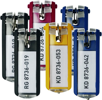 Durable Key Clips - Pack of 12 innovative key clips for clear and easy organisation of keys - Perfect for use Key Safes, Black, 24 x 68 mm