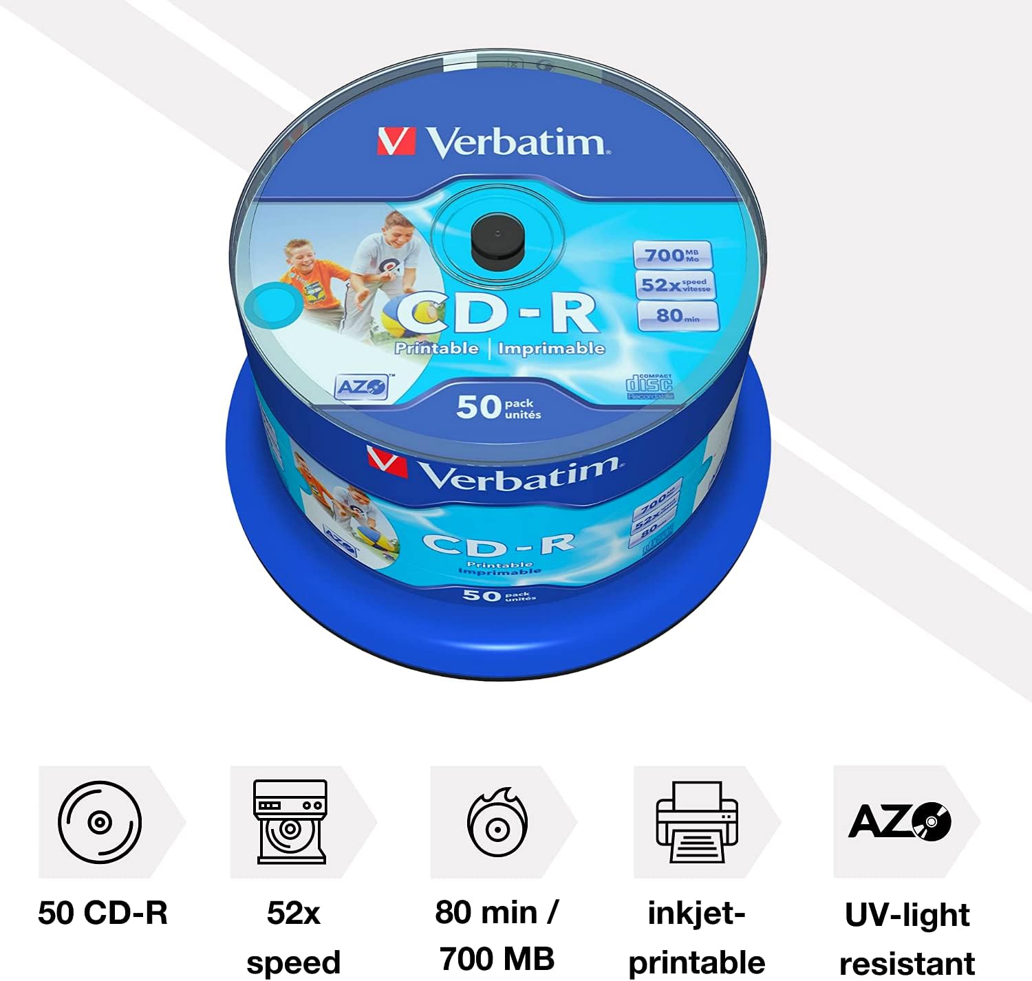 Verbatim 43438 DataLife Printable CD-R - 50 Pack Spindle