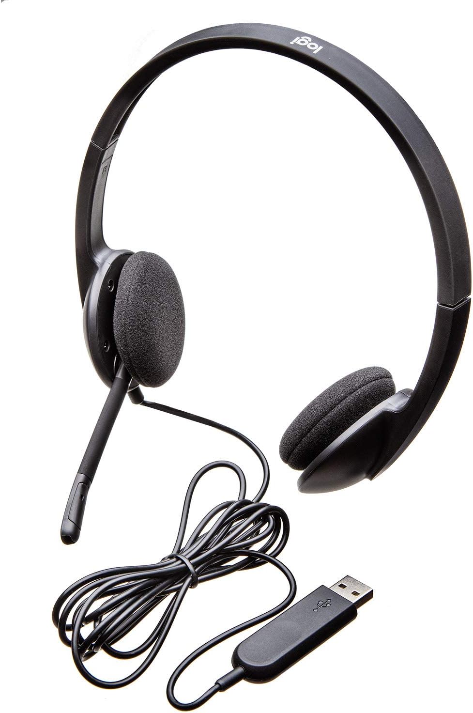 Logitech H340 Wired Headset, Stereo Headphones with Noise-Cancelling Microphone, USB, PC/Mac/Laptop - Black