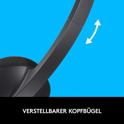 Logitech H340 Wired Headset, Stereo Headphones with Noise-Cancelling Microphone, USB, PC/Mac/Laptop - Black