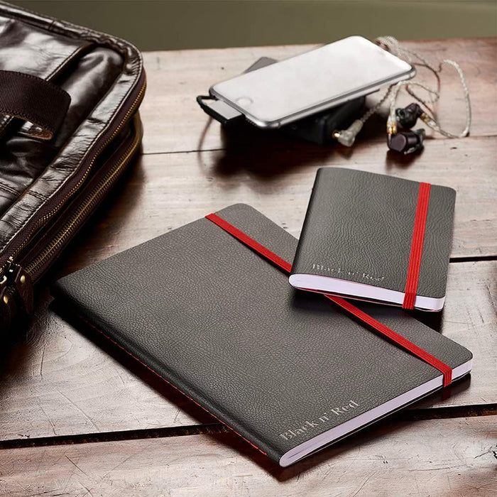 Black n' Red A6 Soft Cover Journal - Ruled with Numbered Pages