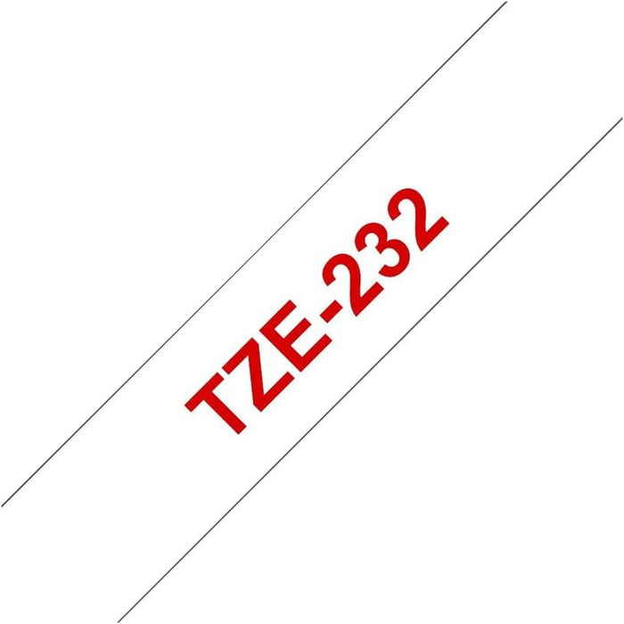 Brother TZe-232 - Standard adhesive - red on white - Roll (1.2 cm x 8 m) 1 cassette(s) laminated tape - for Brother PT-D210, D600, H110, P-Touch PT-1005, 1880, E800, H110, P-Touch Cube Plus PT-P710
