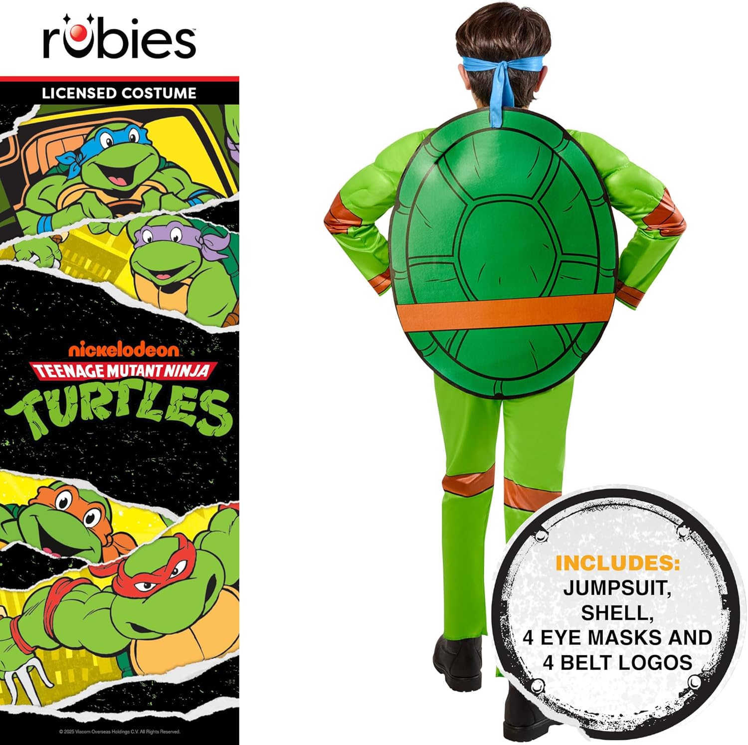 Rubies Officiële Teenage Mutant Ninja Turtle 4-in-1 kinderkostuum, kinderkostuum, 7-8 jaar