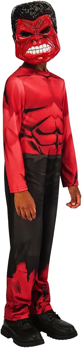 Rubie's Officiële Marvel Red Hulk klassieke kinderkostuum, superheldenkostuum voor kinderen, maat 7-8 jaar