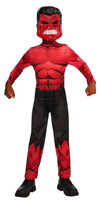 Rubie's Officiële Marvel Red Hulk klassieke kinderkostuum, superheldenkostuum voor kinderen, maat 7-8 jaar