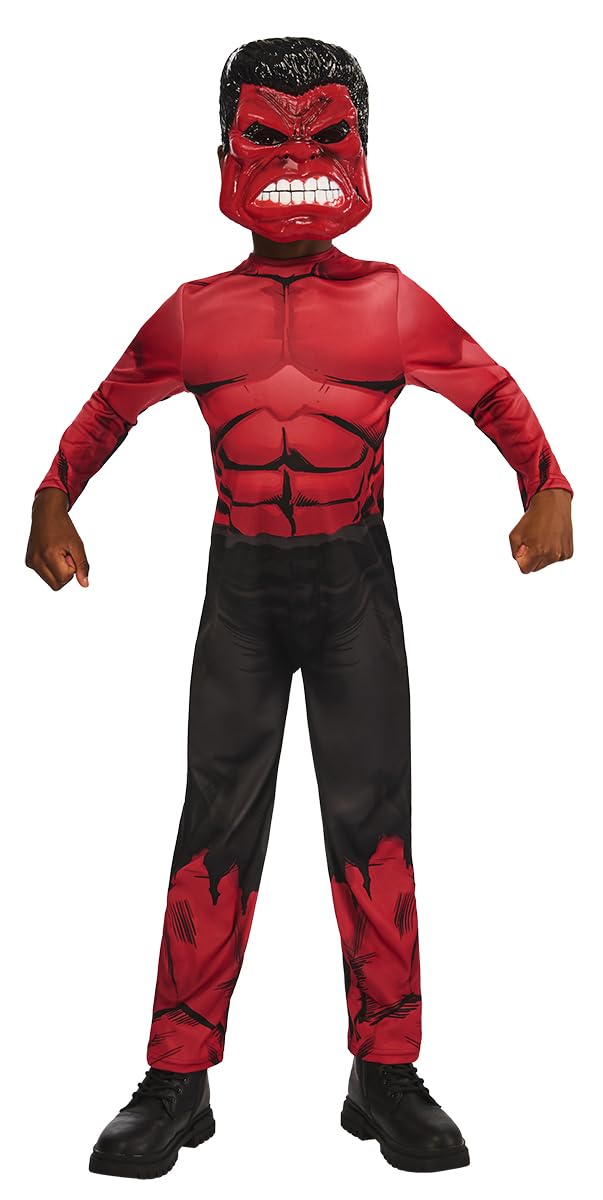 Rubies Officiële Marvel Red Hulk klassieke kinderkostuum, superheldenkostuum voor kinderen, maat 5-6 jaar