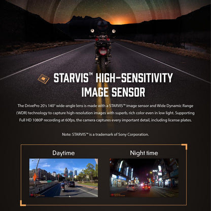 Transcend Dashcam DrivePro 20 per moto, Full HD 1080P 60/30 FPS - TS-DP20B-64G