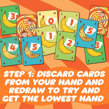 Monkey Mayhem Fun Card Game –A game of champs, chumps, and chimps!| Hilarious Strategy Game for 2-8 Players, Ages 10+ | Includes 107 Cards, Banana & Wrench