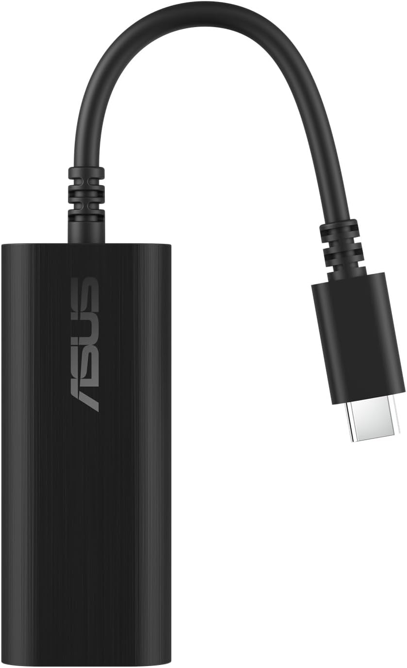 ASUS USB-C2500 V2, Adattatore Ethernet da 2.5G, Compatibile con 2.5G/1G/100Mbps, Facile Installazione, Ampia Compatibilità grazie alla Porta USB, Compatto e Adatto per i Viaggi, Nero