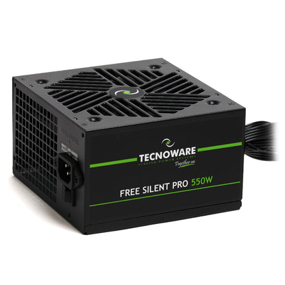 Tecnoware Power Systems Alimentatore Free Silent PRO 550 per PC Evoluti con Scheda Grafica NVIDIA GeForce GTX - RTX, Ventola Silenziosa, connettori PCI-E, CPU 4+4, SATA, Molex