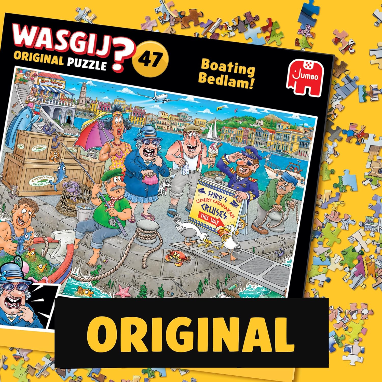Wasgij Original 47, Boating Bedlam - Unique 1000 Piece Jigsaw Puzzle for Adults - Colourful, Puzzling, Challenging & Brainteasing Adult Jigsaws - 100% Recycled Cardboard 1000Pc Puzzles - Jumbo