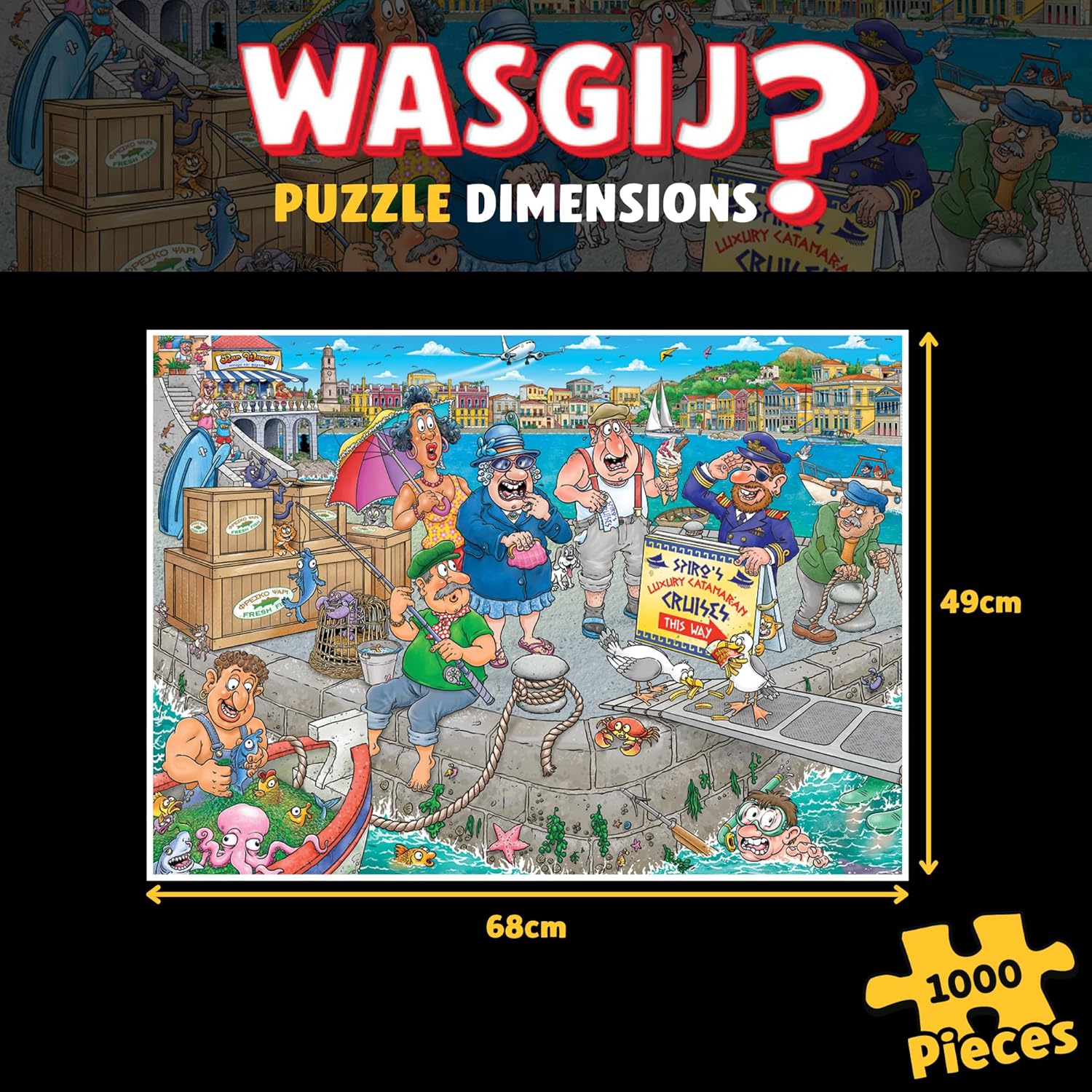 Wasgij Original 47, Boating Bedlam - Unique 1000 Piece Jigsaw Puzzle for Adults - Colourful, Puzzling, Challenging & Brainteasing Adult Jigsaws - 100% Recycled Cardboard 1000Pc Puzzles - Jumbo