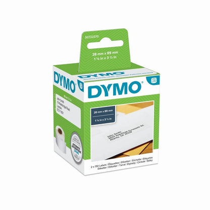 DYMO Authentic LabelWriter Address Labels | 28 mm x 89 mm | Self-Adhesive | Roll of 130 | 2 Pack (260 Easy-Peel Labels) |for LabelWriter Label Makers | Made in Europe