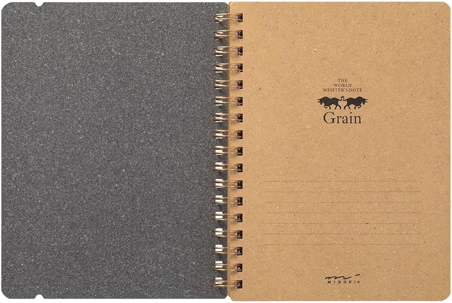 Midori 15222006 Ring Notebook, Grain, B6 Transformation, Black