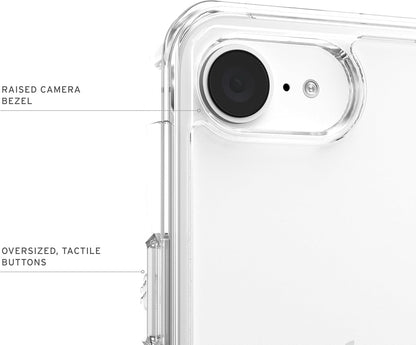 Urban Armor Gear Plyo Case Compatible Apple iPhone 16e Funda (Carga inalámbrica Compatible, Air-Soft Esquinas Resistentes a Las caídas, Borde Elevado) Ice (Transparente