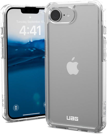 Urban Armor Gear Plyo Case Compatible Apple iPhone 16e Funda (Carga inalámbrica Compatible, Air-Soft Esquinas Resistentes a Las caídas, Borde Elevado) Ice (Transparente
