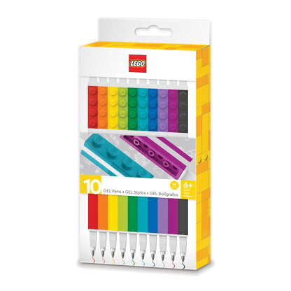 IQ LEGO Stationery 10 Pack Gel Pens (53100), Ages 6+, includes 10 gel pens, Black,Blue,Green,Lime,Orange,Violet