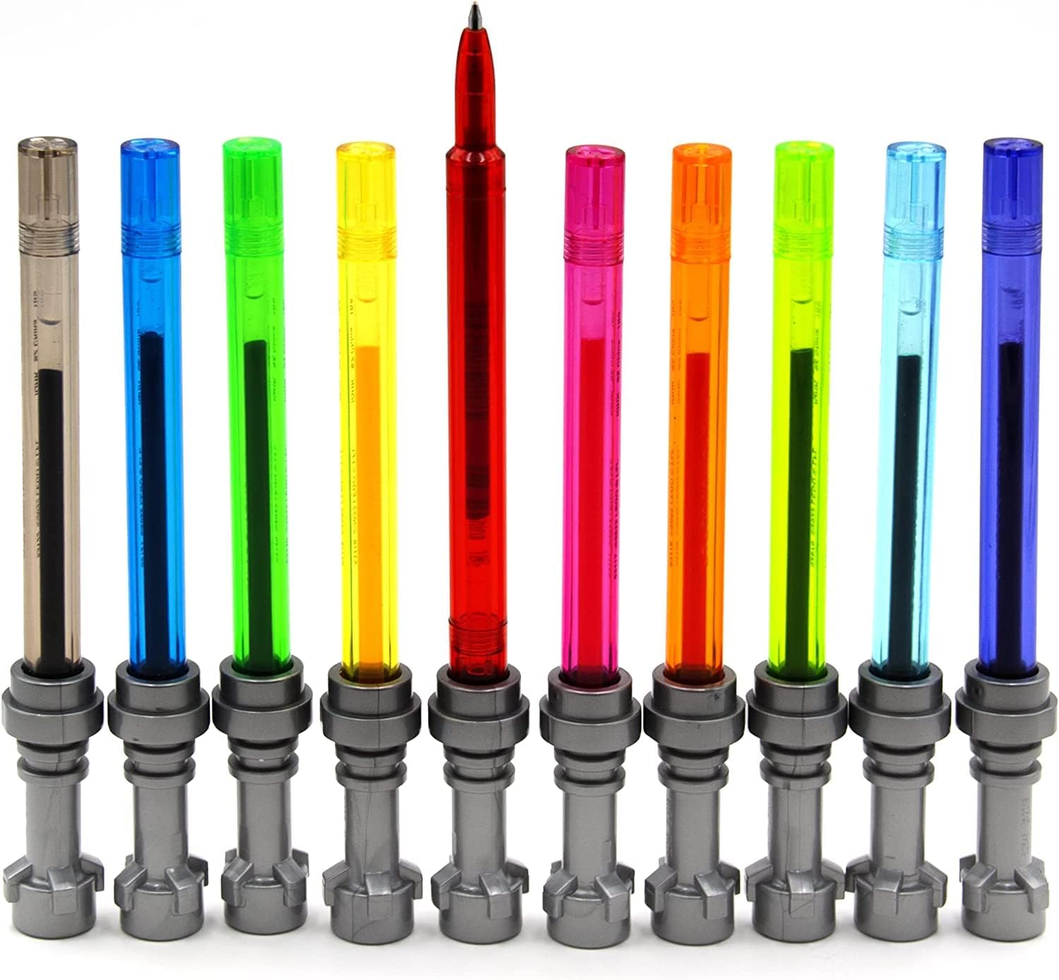 IQ LEGO Schreibwaren Star Wars Lichtschwert Gel-Kugelschreiber 10er-Pack - mehrfarbige Cap-Off Edition