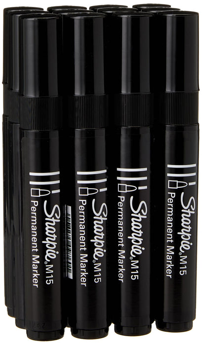Sharpie M15 Permanent Markers | Bullet Tip | Black | 12 Count