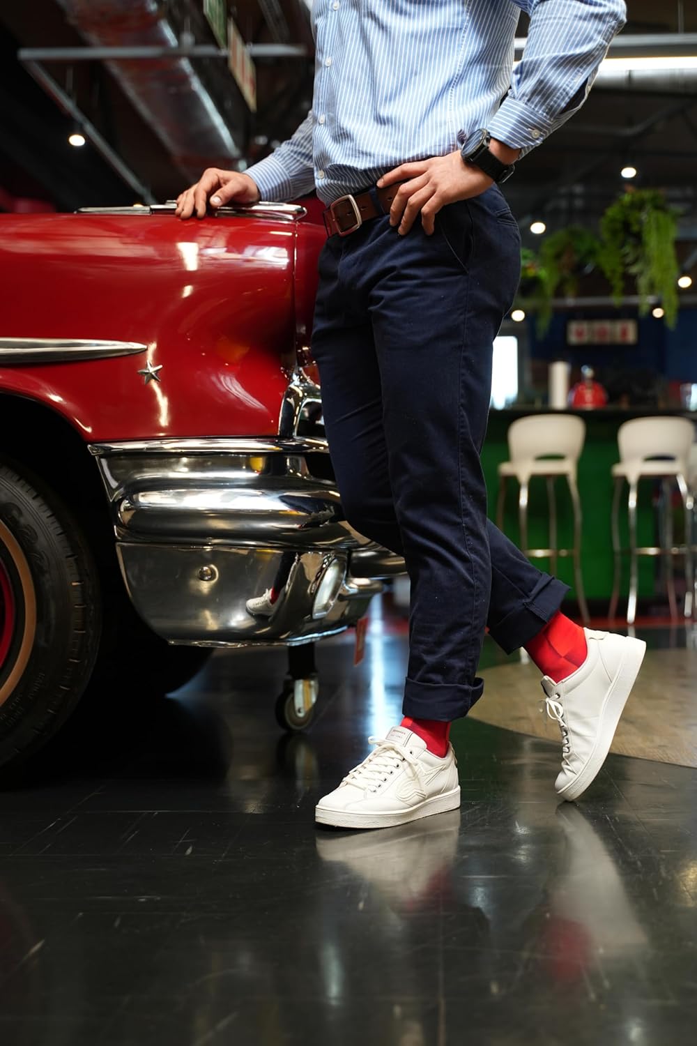Sox Footwear Solid Red Crew Socks