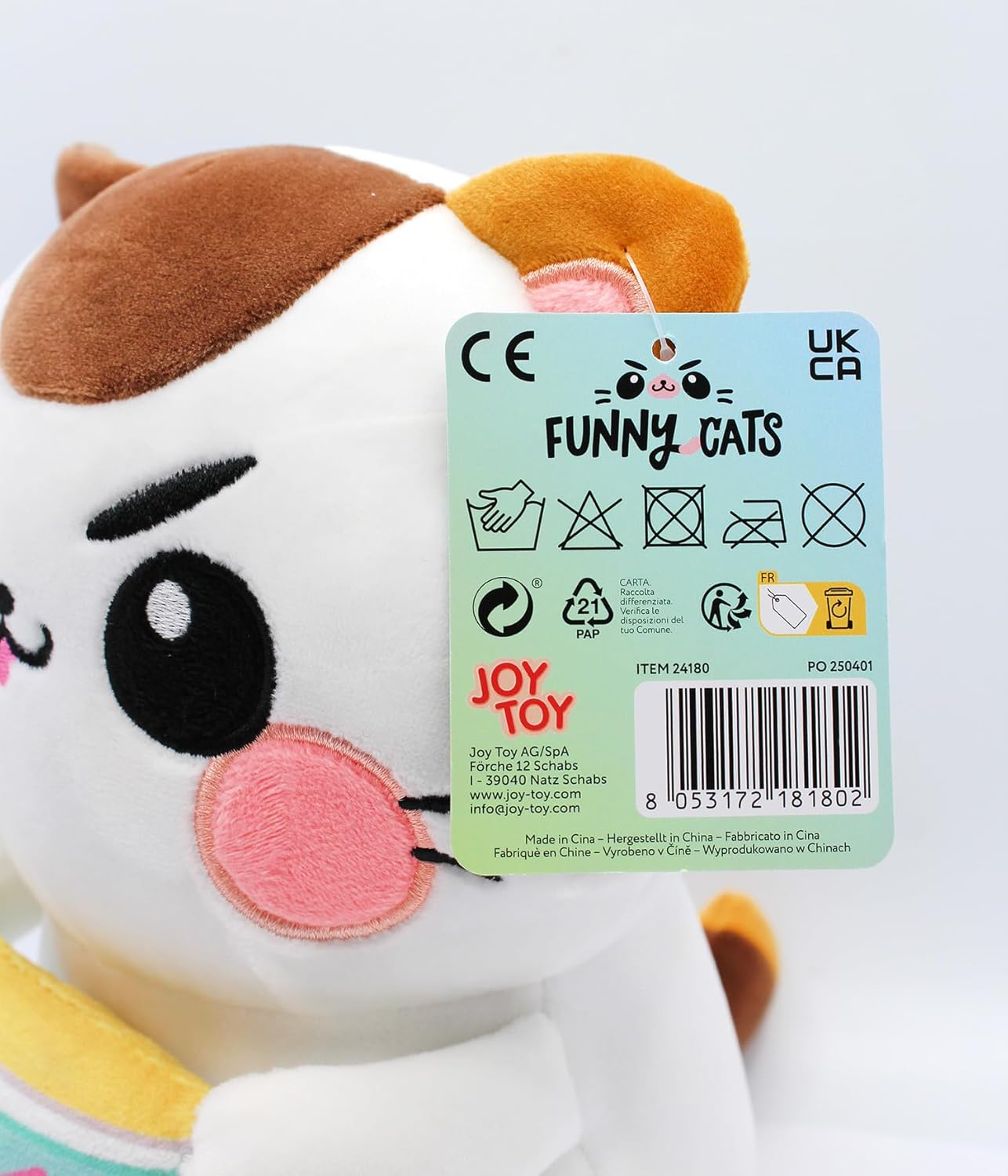 Joytoy - Funny Cats 24180 Funny Cat con zuppa – 25 cm peluche