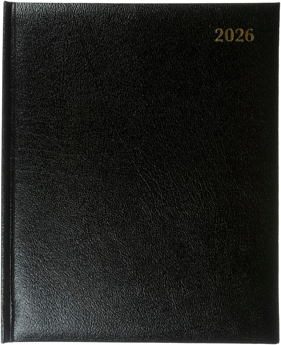 Collins - Management - Quarto 2026 12 Month Calendar Year Planner, Week-To-View with Appointments Diary - Black (QB7.99-25
