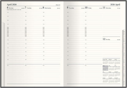 Collins - Classic - Manager 2026 12 Month Calendar Year Planner, Week-To-View with Appointments Diary - Black (1210V.99-26