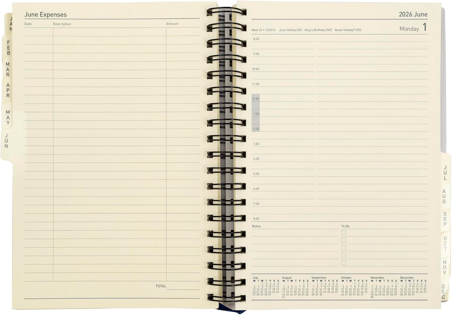 Collins - Elite - Executive 2026 12 Month Calendar Year Planner, Day-To-Page with Appointments Diary - Black (1100V.99-26