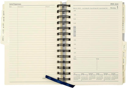 Collins - Elite - Compact 2026 12 Month Calendar Year Planner, Day-To-Page with Appointments Diary - Black (1140V.99-26