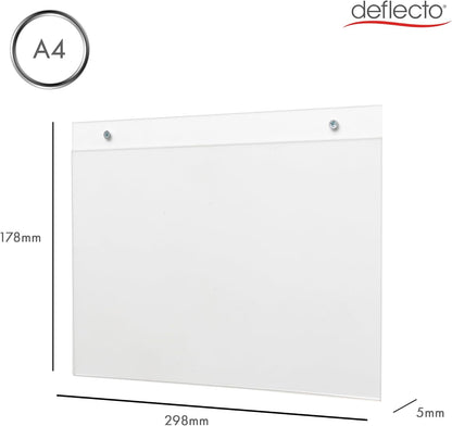 Deflecto A4 Landscape Wall Sign Holder - A4 Sign Holder - A4 Wall Mounted Document Holder - Poster Holder - Advertising Board Wall Display - Wall Mounted Letter Board Sign - Wall Message Board