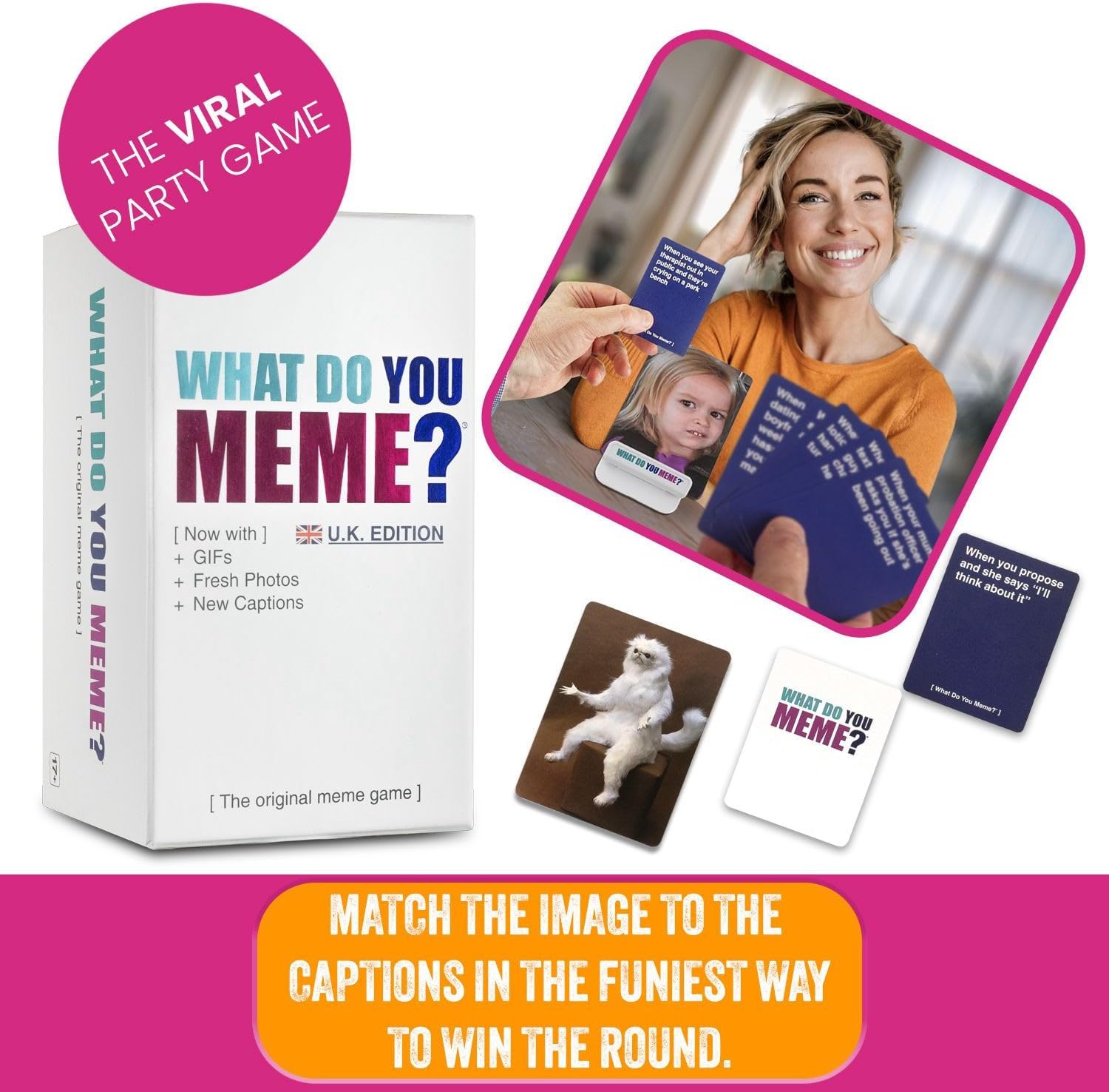 WHAT DO YOU MEME? Core Game (New UK Edition) Now Including GIF's by Relatable, The Essential Adult Party Game for Meme Lovers Now with Refreshed Content, Great for Adult Games for Game Night, 17+