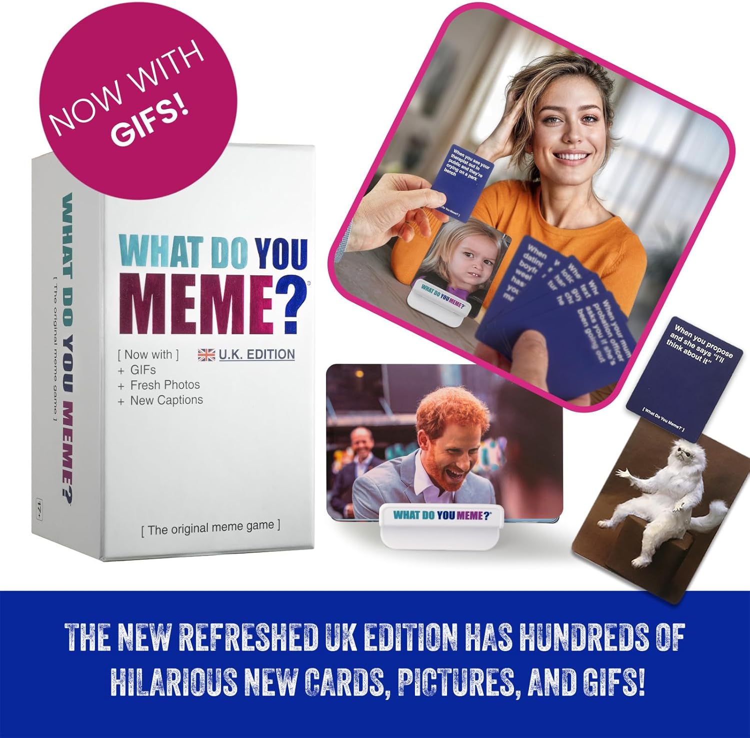 WHAT DO YOU MEME? Core Game (New UK Edition) Now Including GIF's by Relatable, The Essential Adult Party Game for Meme Lovers Now with Refreshed Content, Great for Adult Games for Game Night, 17+