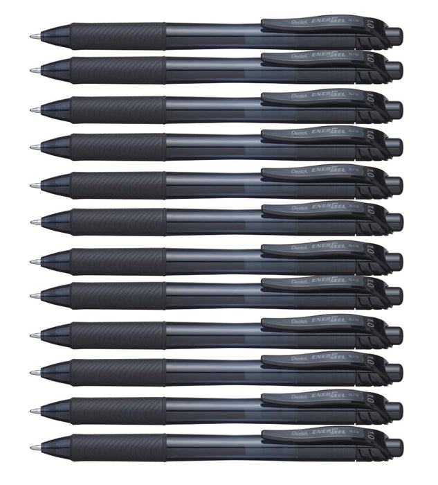 Pentel 1.0mm Energel Retractable Gel Rollerball Pen - Black, 12 Count (Pack of 1