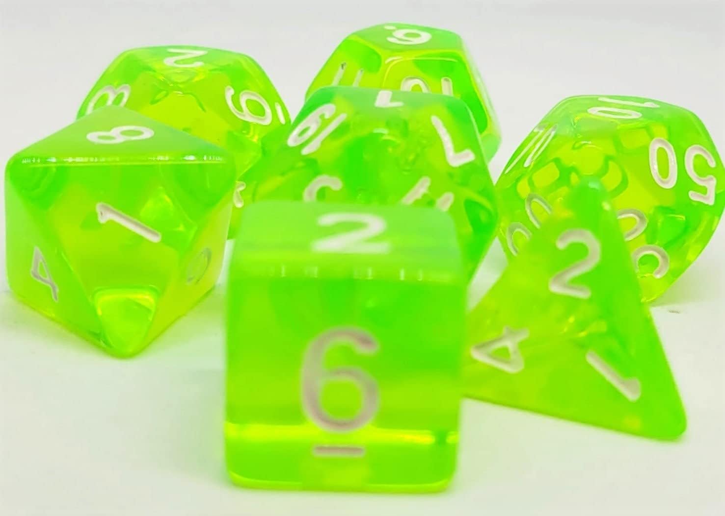 Dice4friends DIC37272 - Juego de Dados Transparentes: Lightgreen (7