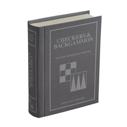 WS Game Company Checkers and Backgammon Vintage Bookshelf Edition - Board Game for 2 Players, Ages 6 and Up