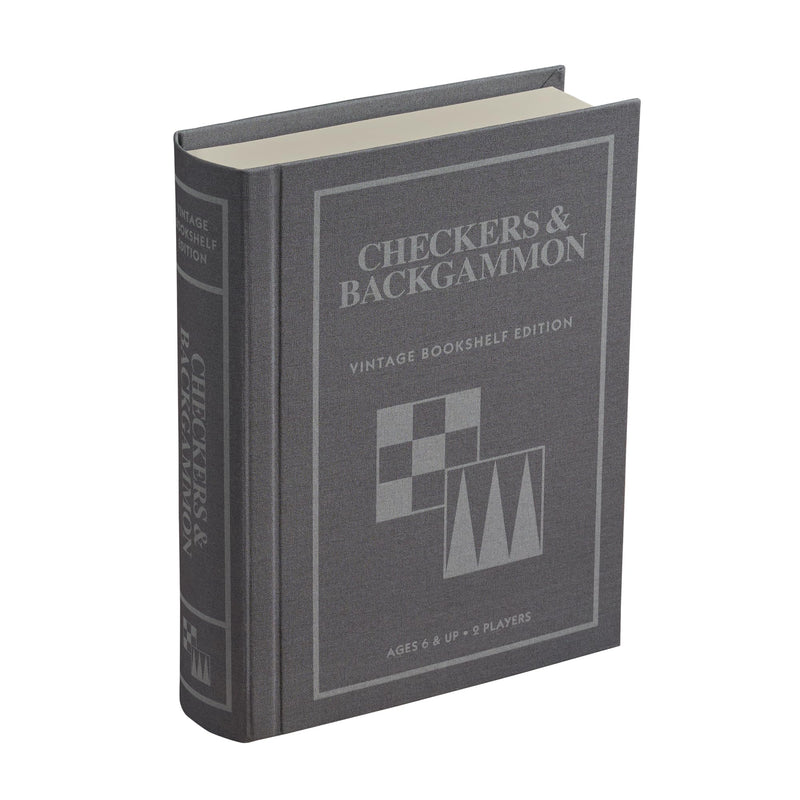 WS Game Company Checkers and Backgammon Vintage Bookshelf Edition - Board Game for 2 Players, Ages 6 and Up