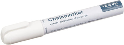 Europel Krijtmarker 6 mm, etui PVC, 8 stuks, wit, punten omkeerbaar rond en wigvormige punt
