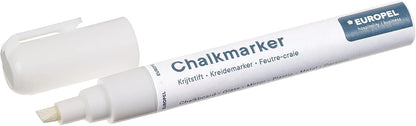 Europel Krijtmarker 6 mm, etui PVC, 8 stuks, wit, punten omkeerbaar rond en wigvormige punt