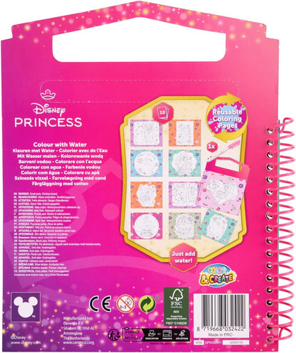Disney Princess Herbruikbaar waterkleurboek voor kinderen, kleur met waterset, schoon schilderplezier zonder kleur, magische kleurplaten met watertankpenseel, creatief speelgoed voor meisjes vanaf 3