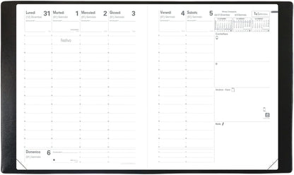 Quo Vadis 016303Q Agenda PRESIDENTE Lingua italiana Anno 2025 Colore Nero Formato 21x27cm Settimanale 13 Mesi Dicembre-Dicembre Carta Bianca Rubrica Amovibile Copertina Amovibile in Sintetico Madera