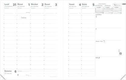 Quo Vadis 016303Q Agenda PRESIDENTE Lingua italiana Anno 2025 Colore Nero Formato 21x27cm Settimanale 13 Mesi Dicembre-Dicembre Carta Bianca Rubrica Amovibile Copertina Amovibile in Sintetico Madera