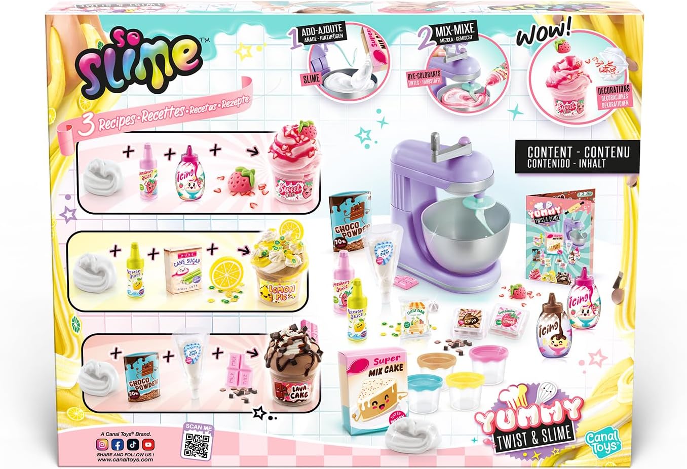 Canal Toys - So Slime - Yummy Twist & Slime - Mini Mixer für Slime-Rezepte - 3 Farben & süße Deko - ungiftig & leicht zu reinigen - DIY-Spielzeug & Geschenkidee für Kinder ab 6 Jahren - SSC 357