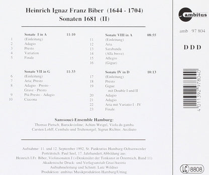 Biber:Sonaten 1681 Vol.2