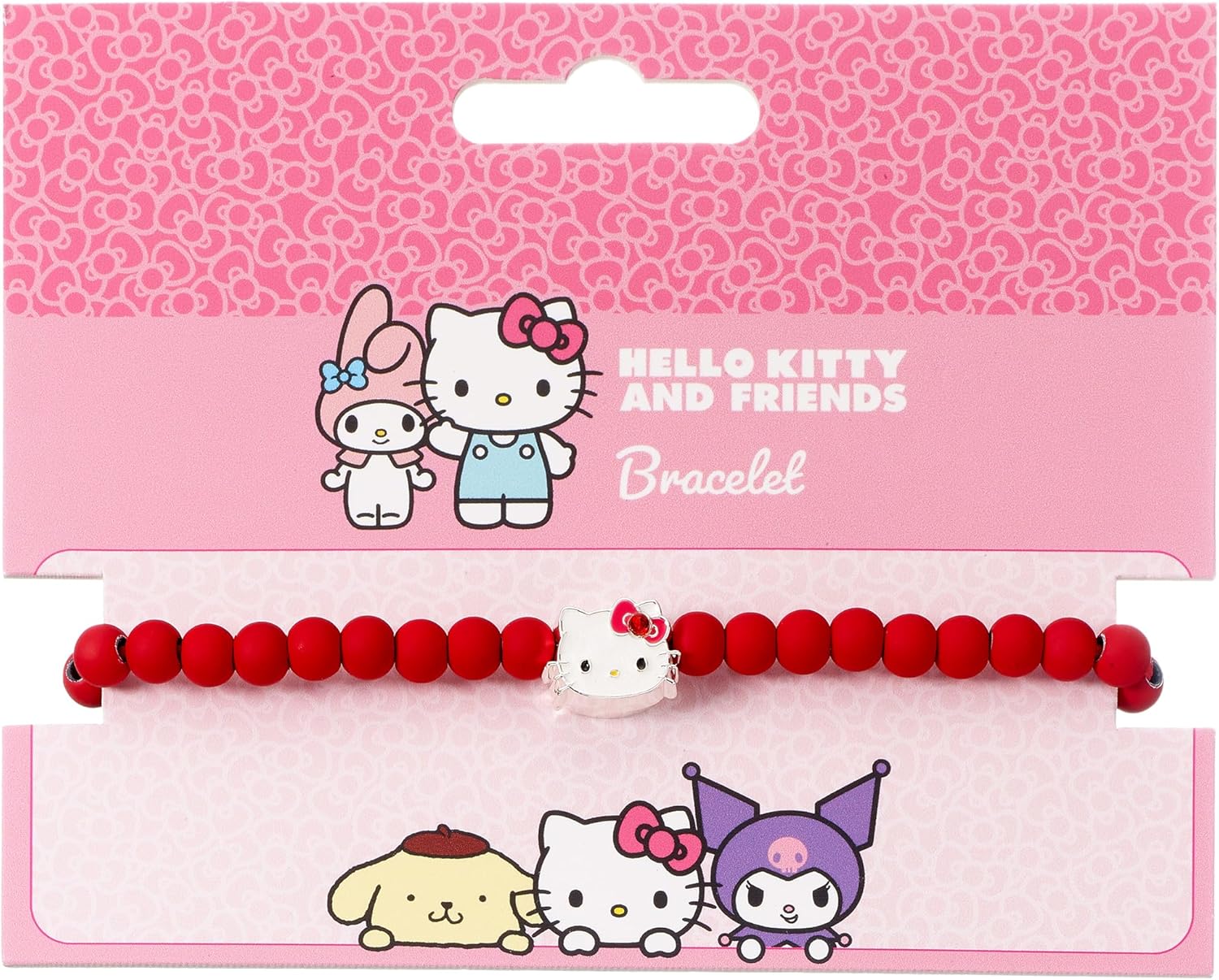 The Carat Shop Hello Kitty Perlenarmband mit Hello Kitty Charm, Rot