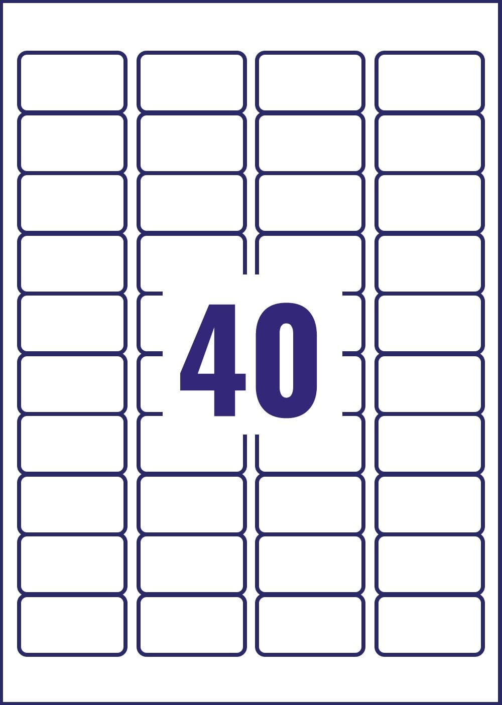 Avery Self Adhesive Address Mailing Labels, Inkjet Printers, 40 Labels per A4 Sheet, 1000 labels, QuickDRY (J8654), white